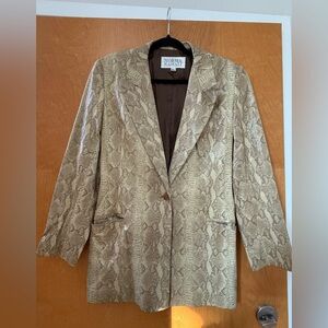 Vintage 90's Norma Kamali Genuine Leather Snake Skin Print Blazer
